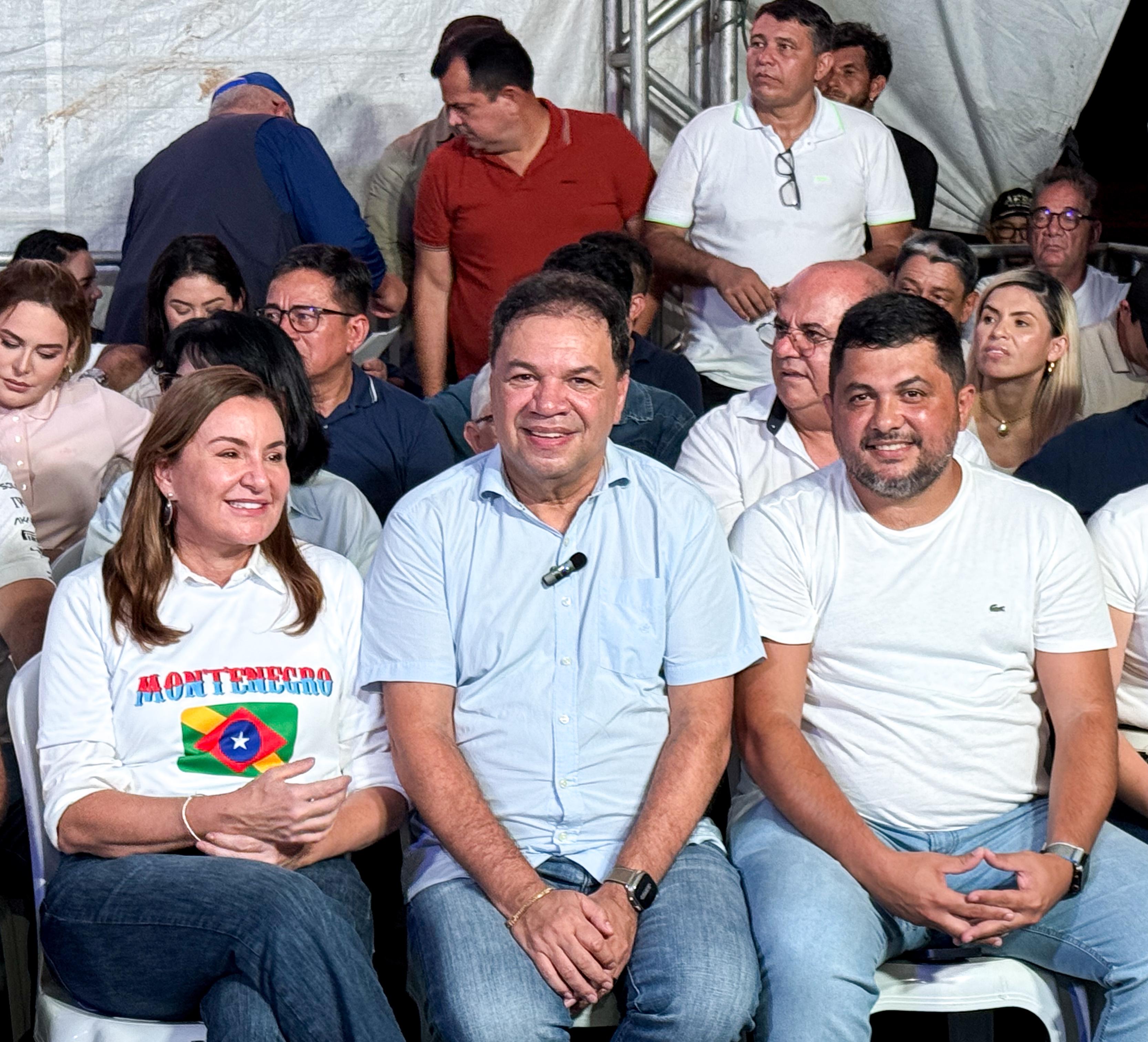 A vice-governadora Hana Ghassan (MDB), o presidente Chicão (MDB) e o deputado estadual Renato Oliveira (MDB).