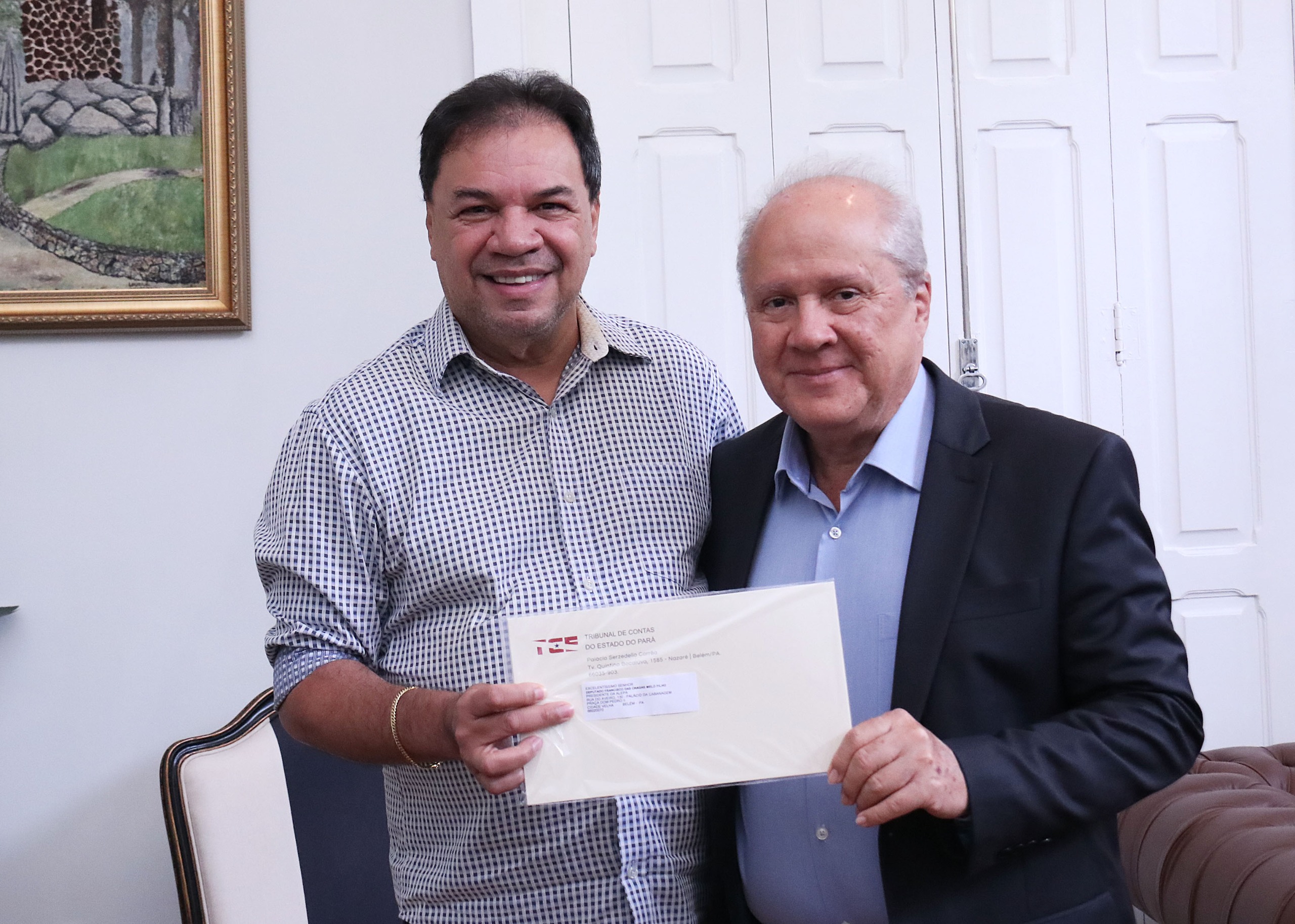 Chicão (MDB), presidente da Alepa, e conselheiro Fernando Ribeiro, presidente eleito do TCE-PA.